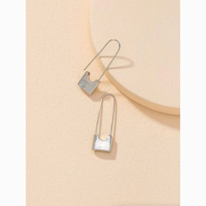 3/$30 Silver Safety Pin Lock Hoop Earrings